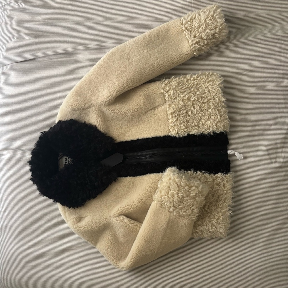 Zara Cream Teddy Jacket with Black Collar